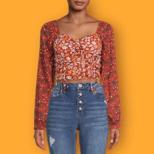Madden NYC Women's Junior’s Shirred Print Peasant Top. NWT. Size XXXL (21).